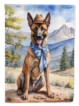Load image into Gallery viewer, Belgian Malinois Cowboy Welcome Garden Flag – Western Dog Yard Decor with Mountain Landscape
