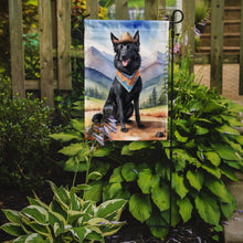 Load image into Gallery viewer, Belgian Sheepdog Cowboy Welcome Garden Flag – Western Dog Yard Decor with Mountain Landscape