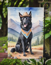Load image into Gallery viewer, Belgian Sheepdog Cowboy Welcome Garden Flag – Western Dog Yard Decor with Mountain Landscape
