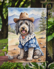 Load image into Gallery viewer, Bergamasco Sheepdog Cowboy Welcome Garden Flag – Western Dog Yard Decor with Mountain Landscape