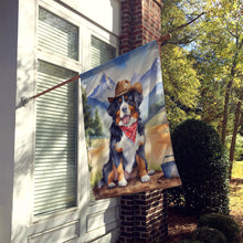 Load image into Gallery viewer, Bernese Mountain Dog Cowboy Welcome House Flag