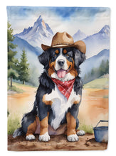 Load image into Gallery viewer, Bernese Mountain Dog Cowboy Welcome House Flag