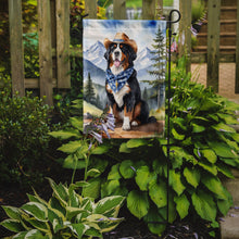 Load image into Gallery viewer, Bernese Mountain Dog Cowboy Welcome Garden Flag – Western Dog Yard Decor with Mountain Landscape
