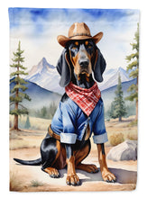 Load image into Gallery viewer, Black and Tan Coonhound Cowboy Welcome House Flag