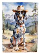 Load image into Gallery viewer, Bluetick Coonhound Cowboy Welcome Garden Flag – Western Dog Yard Decor with Mountain Landscape