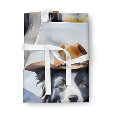 Load image into Gallery viewer, Border Collie Cowboy Welcome Apron – Artist-Designed Kitchen, BBQ &amp; Craft Apron