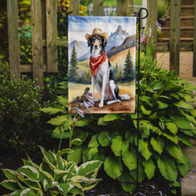 Load image into Gallery viewer, Borzoi Cowboy Welcome Garden Flag – Western Dog Yard Decor with Mountain Landscape