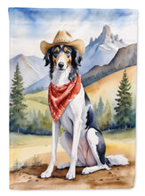 Load image into Gallery viewer, Borzoi Cowboy Welcome Garden Flag – Western Dog Yard Decor with Mountain Landscape