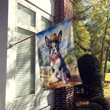 Load image into Gallery viewer, Boston Terrier Cowboy Welcome House Flag