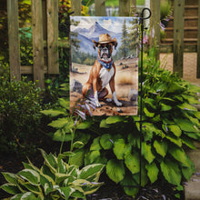 Load image into Gallery viewer, Boxer Cowboy Welcome Garden Flag – Western Dog Yard Decor with Mountain Landscape