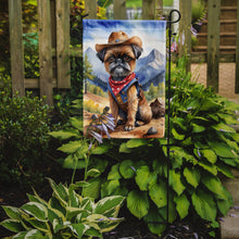 Load image into Gallery viewer, Brussels Griffon Cowboy Welcome Garden Flag – Western Dog Yard Decor with Mountain Landscape