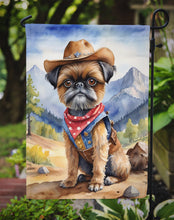 Load image into Gallery viewer, Brussels Griffon Cowboy Welcome Garden Flag – Western Dog Yard Decor with Mountain Landscape