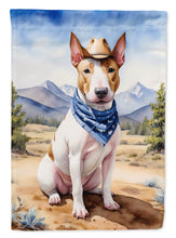 Load image into Gallery viewer, Bull Terrier Cowboy Welcome Garden Flag – Western Dog Yard Decor with Mountain Landscape