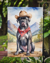 Load image into Gallery viewer, Cane Corso Cowboy Welcome Garden Flag – Western Dog Yard Decor with Mountain Landscape