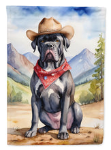 Load image into Gallery viewer, Cane Corso Cowboy Welcome Garden Flag – Western Dog Yard Decor with Mountain Landscape