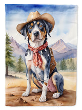 Load image into Gallery viewer, Catahoula Cowboy Welcome Garden Flag – Western Dog Yard Decor with Mountain Landscape