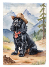 Load image into Gallery viewer, Cocker Spaniel Cowboy Welcome Garden Flag – Western Dog Yard Decor with Mountain Landscape