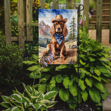 Load image into Gallery viewer, Cocker Spaniel Cowboy Welcome Garden Flag – Western Dog Yard Decor with Mountain Landscape