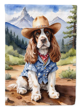 Load image into Gallery viewer, Cocker Spaniel Cowboy Welcome Garden Flag – Western Dog Yard Decor with Mountain Landscape