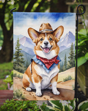 Load image into Gallery viewer, Corgi Cowboy Welcome Garden Flag – Western Dog Yard Decor with Mountain Landscape
