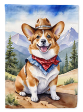 Load image into Gallery viewer, Corgi Cowboy Welcome Garden Flag – Western Dog Yard Decor with Mountain Landscape