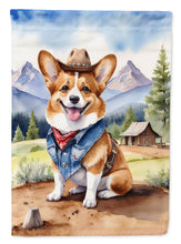 Load image into Gallery viewer, Corgi Cowboy Welcome Garden Flag – Western Dog Yard Decor with Mountain Landscape