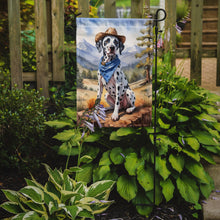 Load image into Gallery viewer, Dalmatian Cowboy Welcome Garden Flag – Western Dog Yard Decor with Mountain Landscape
