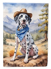 Load image into Gallery viewer, Dalmatian Cowboy Welcome Garden Flag – Western Dog Yard Decor with Mountain Landscape