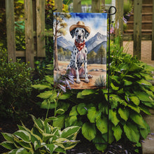 Load image into Gallery viewer, Dalmatian Cowboy Welcome Garden Flag – Western Dog Yard Decor with Mountain Landscape