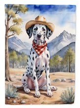 Load image into Gallery viewer, Dalmatian Cowboy Welcome Garden Flag – Western Dog Yard Decor with Mountain Landscape