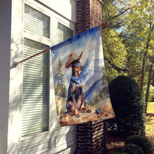 Load image into Gallery viewer, Doberman Pinscher Cowboy Welcome House Flag