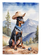 Load image into Gallery viewer, Doberman Pinscher Cowboy Welcome House Flag