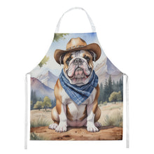 Load image into Gallery viewer, English Bulldog Cowboy Welcome Apron – Artist-Designed Kitchen, BBQ &amp; Craft Apron