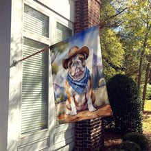 Load image into Gallery viewer, English Bulldog Cowboy Welcome House Flag