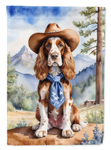 Load image into Gallery viewer, English Cocker Spaniel Cowboy Welcome Garden Flag – Western Dog Yard Decor with Mountain Landscape