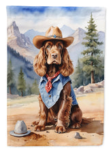 Load image into Gallery viewer, English Cocker Spaniel Cowboy Welcome Garden Flag – Western Dog Yard Decor with Mountain Landscape