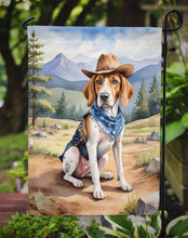 Load image into Gallery viewer, English Foxhound Cowboy Welcome Garden Flag – Western Dog Yard Decor with Mountain Landscape