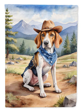 Load image into Gallery viewer, English Foxhound Cowboy Welcome Garden Flag – Western Dog Yard Decor with Mountain Landscape