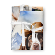 Load image into Gallery viewer, English Springer Spaniel Cowboy Welcome Apron – Artist-Designed Kitchen, BBQ &amp; Craft Apron