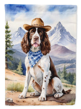 Load image into Gallery viewer, English Springer Spaniel Cowboy Welcome Garden Flag – Western Dog Yard Decor with Mountain Landscape