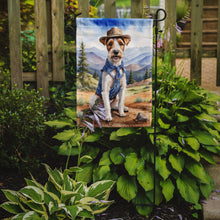 Load image into Gallery viewer, Fox Terrier Cowboy Welcome Garden Flag – Western Dog Yard Decor with Mountain Landscape