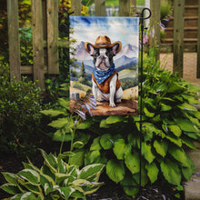 Load image into Gallery viewer, French Bulldog Cowboy Welcome Garden Flag – Western Dog Yard Decor with Mountain Landscape