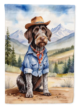 Load image into Gallery viewer, German Wirehaired Pointer Cowboy Welcome House Flag