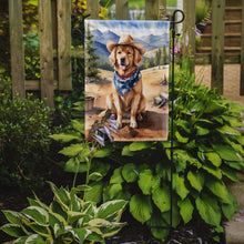 Load image into Gallery viewer, Golden Retriever Cowboy Welcome Garden Flag – Western Dog Yard Decor with Mountain Landscape