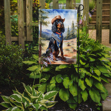 Load image into Gallery viewer, Gordon Setter Cowboy Welcome Garden Flag – Western Dog Yard Decor with Mountain Landscape