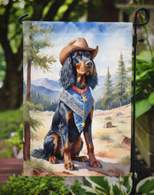 Load image into Gallery viewer, Gordon Setter Cowboy Welcome Garden Flag – Western Dog Yard Decor with Mountain Landscape