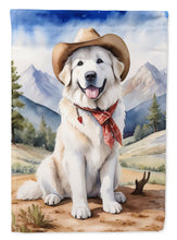 Load image into Gallery viewer, Great Pyrenees Cowboy Welcome Garden Flag – Western Dog Yard Decor with Mountain Landscape