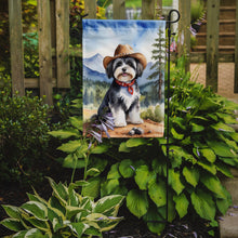 Load image into Gallery viewer, Havanese Cowboy Welcome Garden Flag – Western Dog Yard Decor with Mountain Landscape