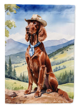 Load image into Gallery viewer, Irish Setter Cowboy Welcome Garden Flag – Western Dog Yard Decor with Mountain Landscape