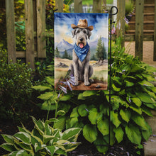 Load image into Gallery viewer, Irish Wolfhound Cowboy Welcome Garden Flag – Western Dog Yard Decor with Mountain Landscape